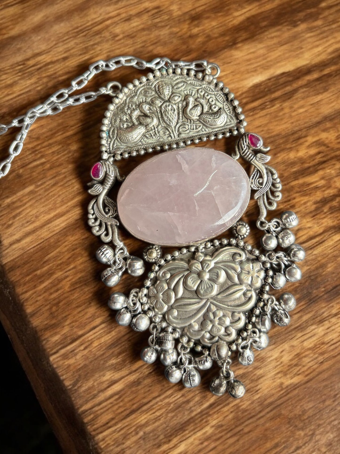 Dhiriti Brass Silver Monalisa Necklace