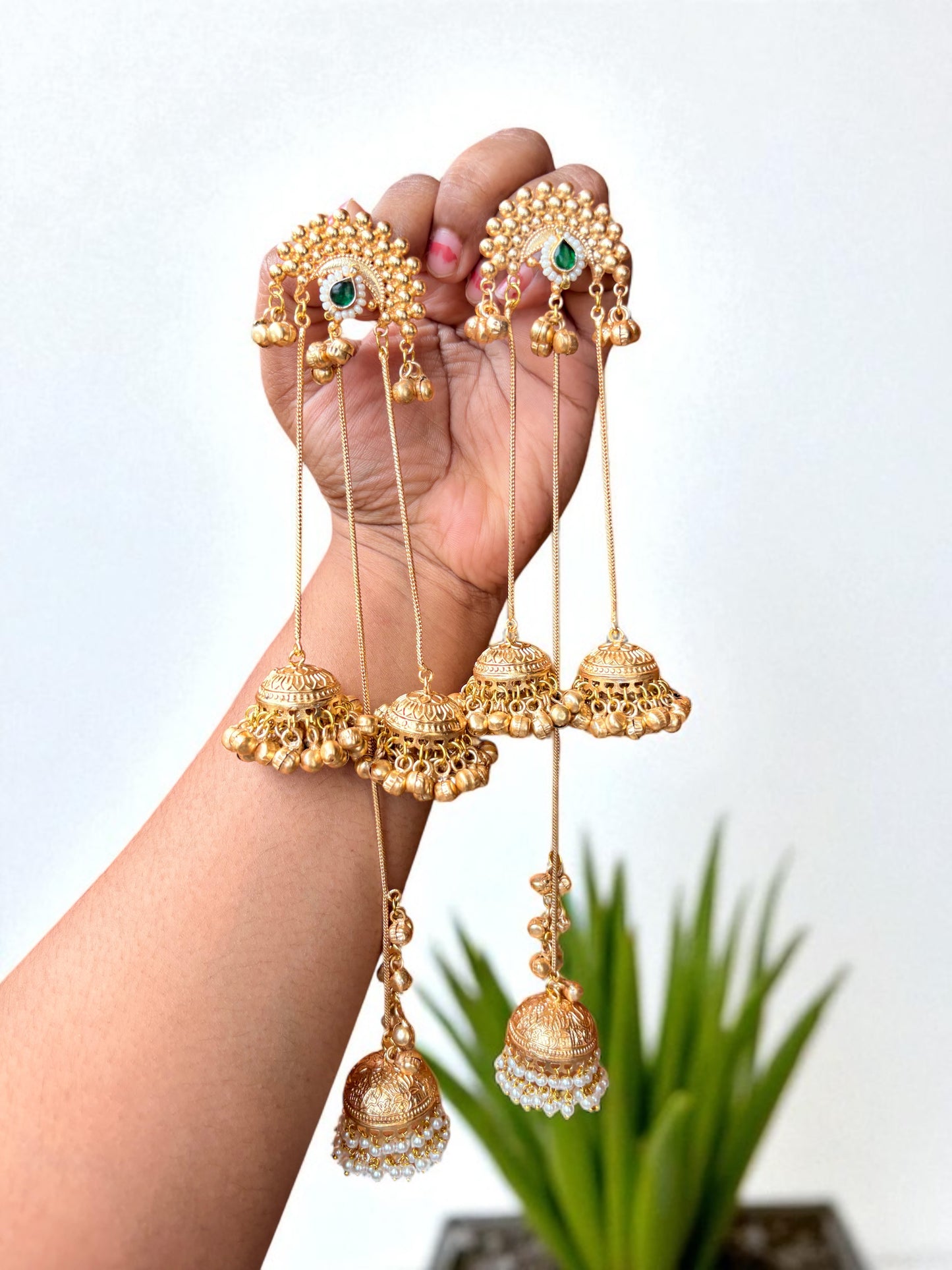 Gauri Long Brass Earrings