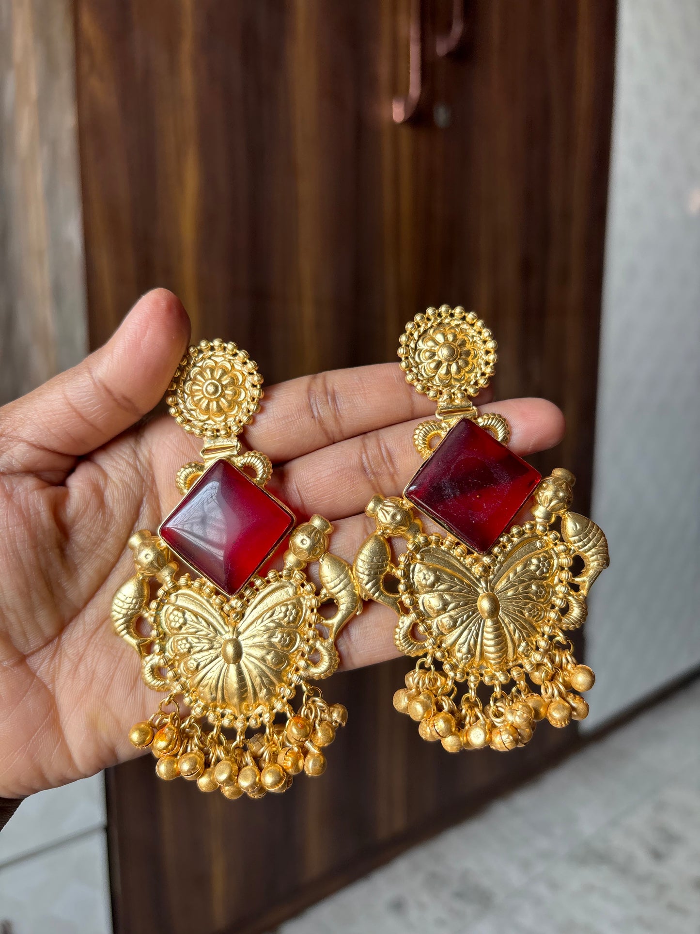 Red Ghungroo Earring