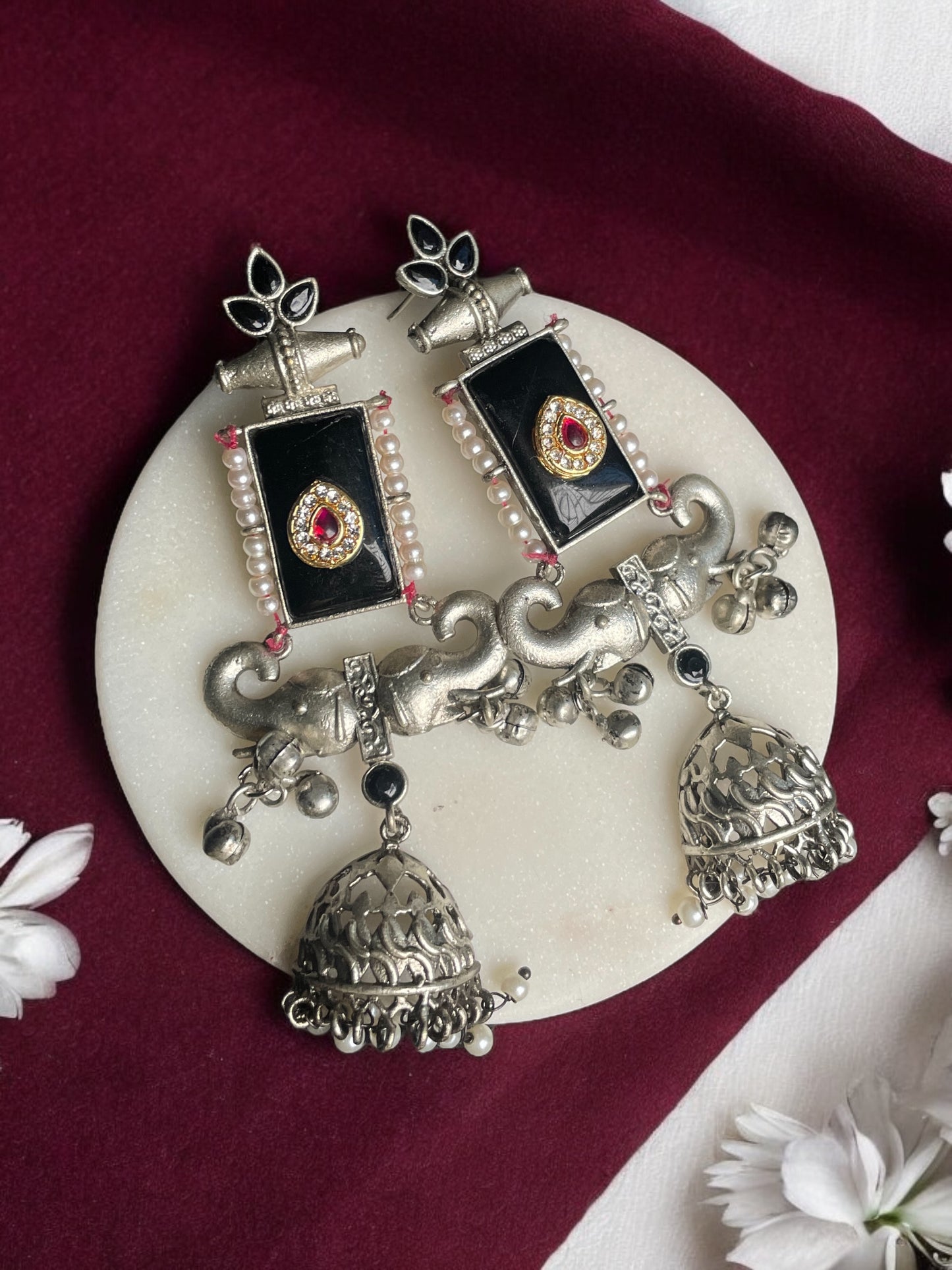 Tanvi Monalisa Silver Replica Earrings