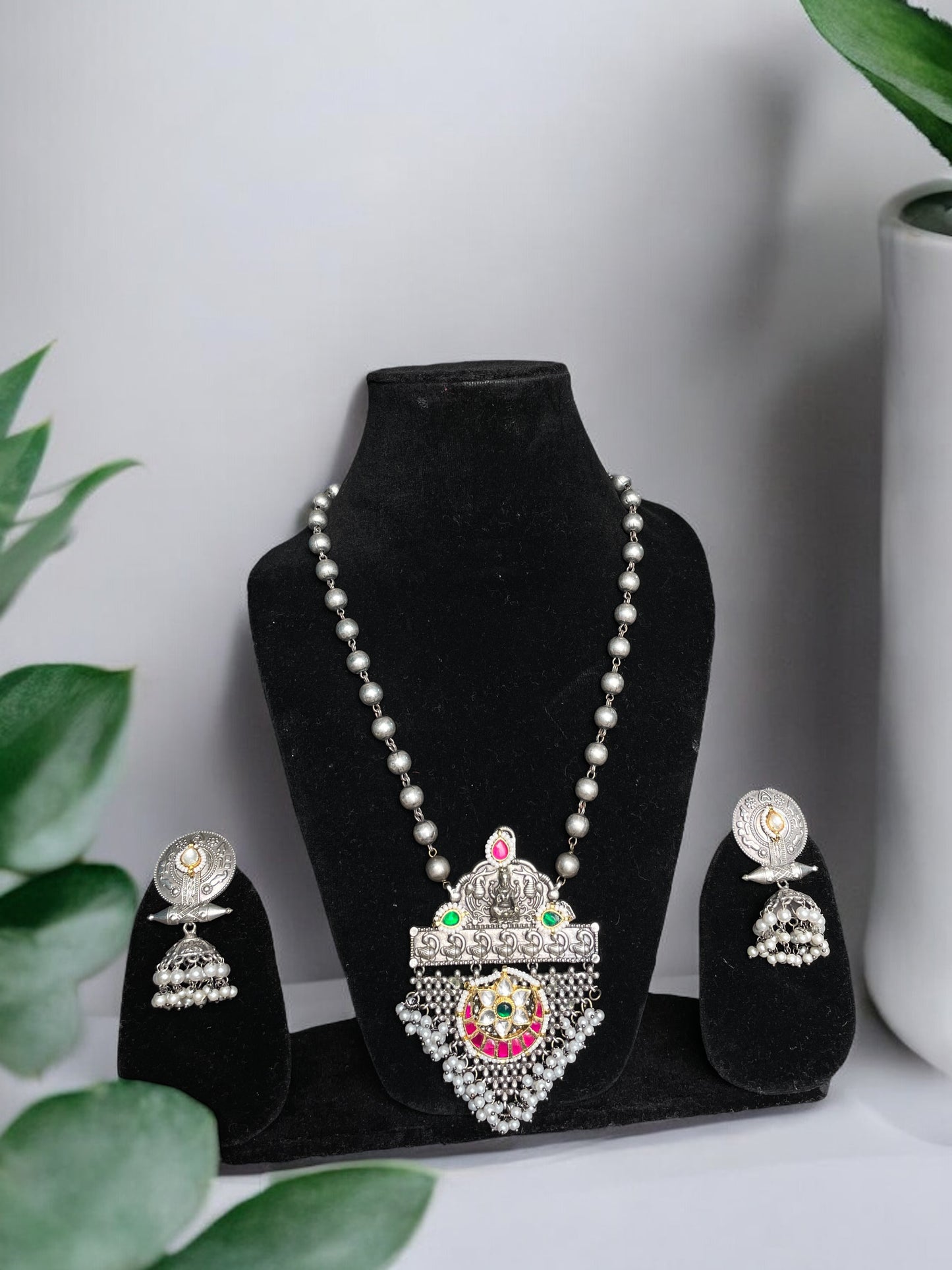 Brass Pachi Kundan Necklace Set
