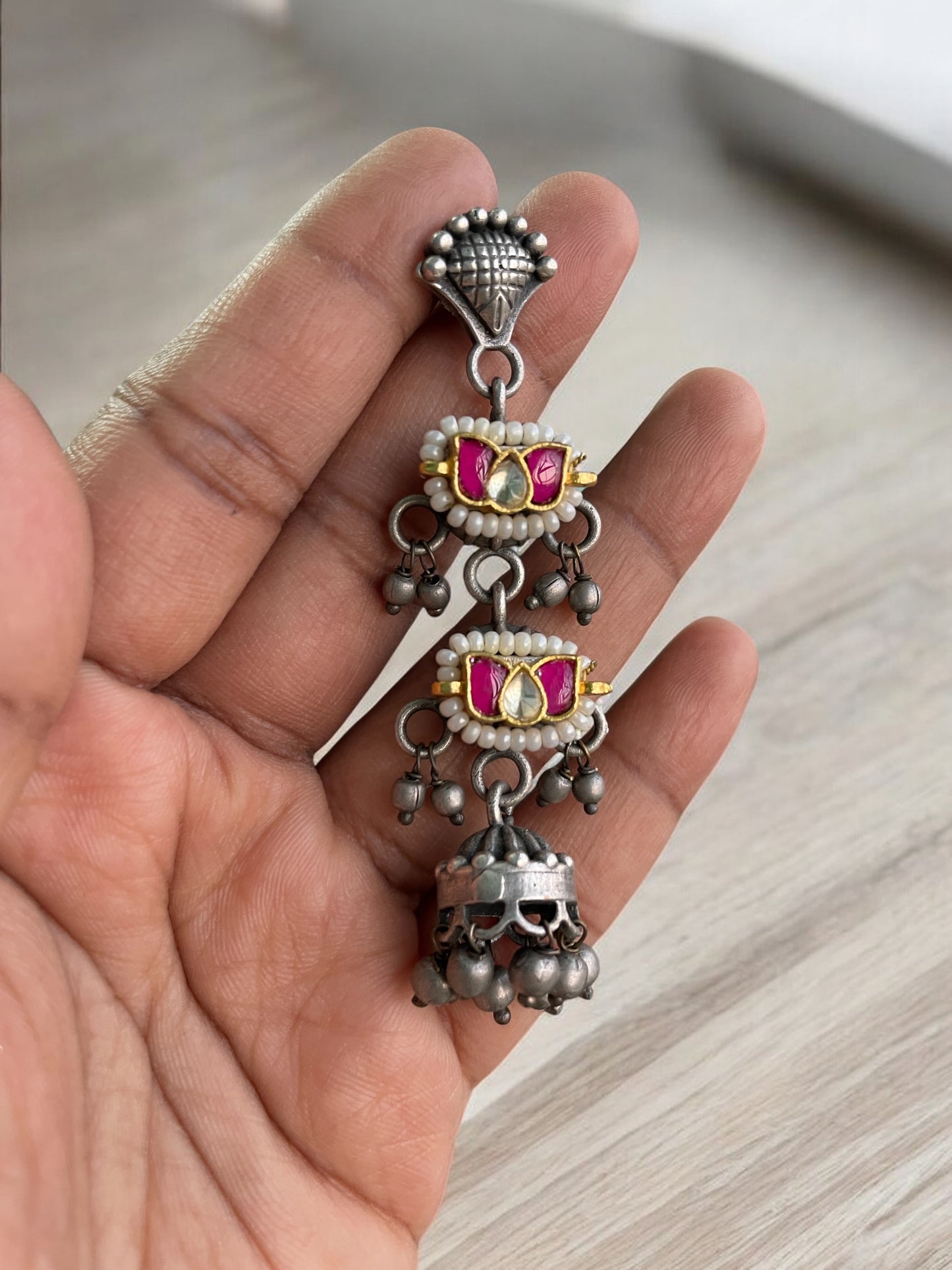 Urvashi Silver Pacchi Kundan Earring