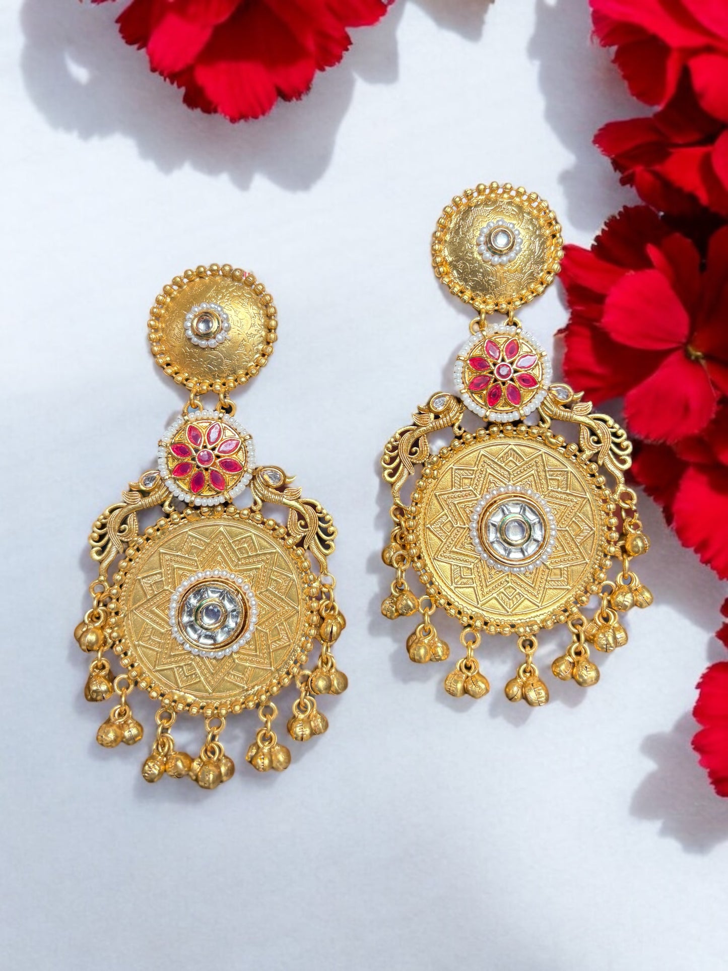 Vishakha Golden Brass Earrings