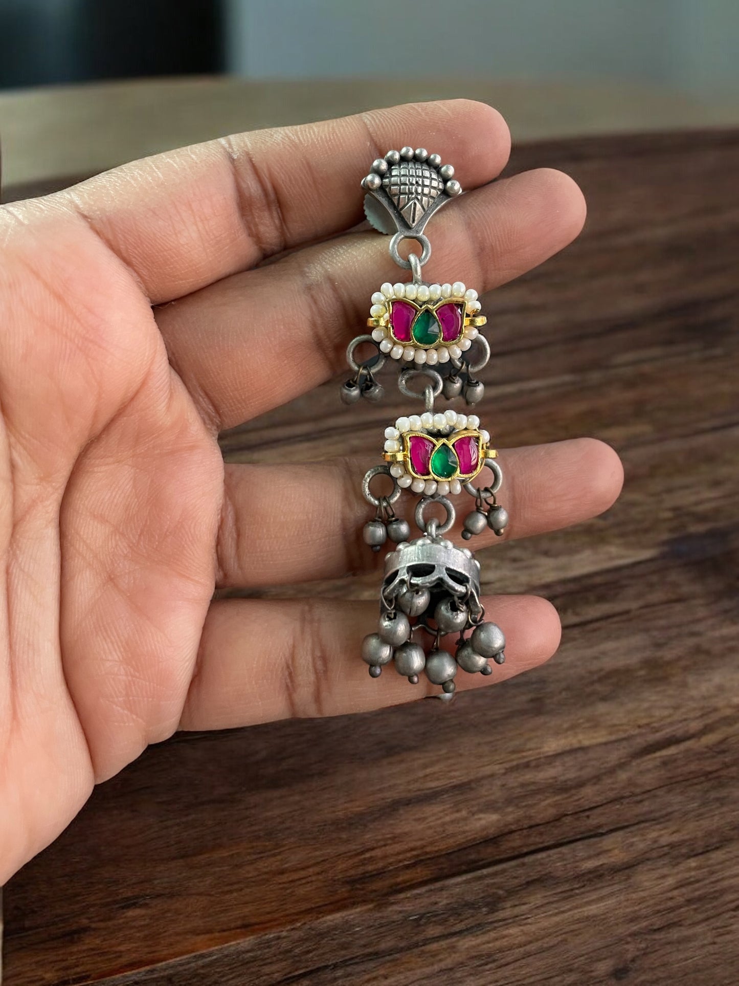 Urvashi Silver Pacchi Kundan Earring