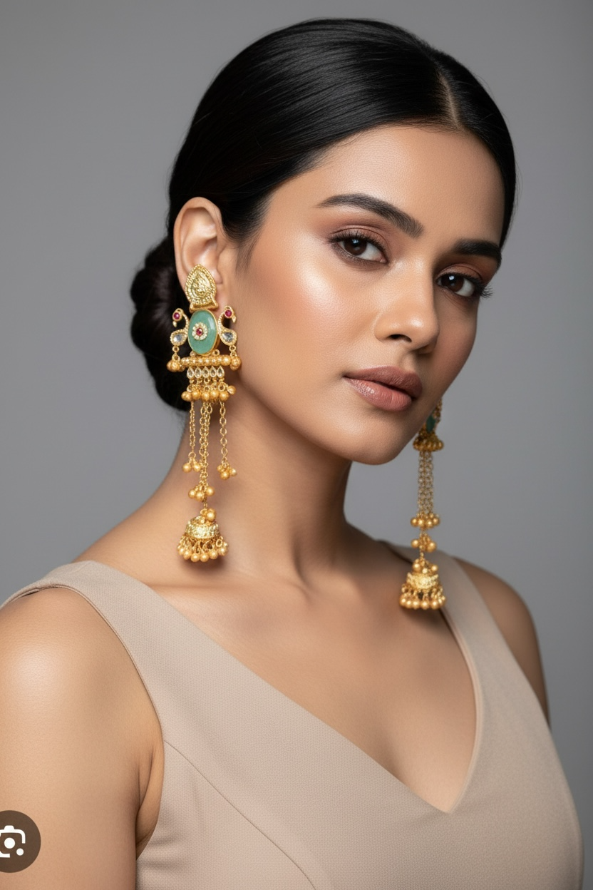 Vasudha Temple Layered Jhumka Earrings