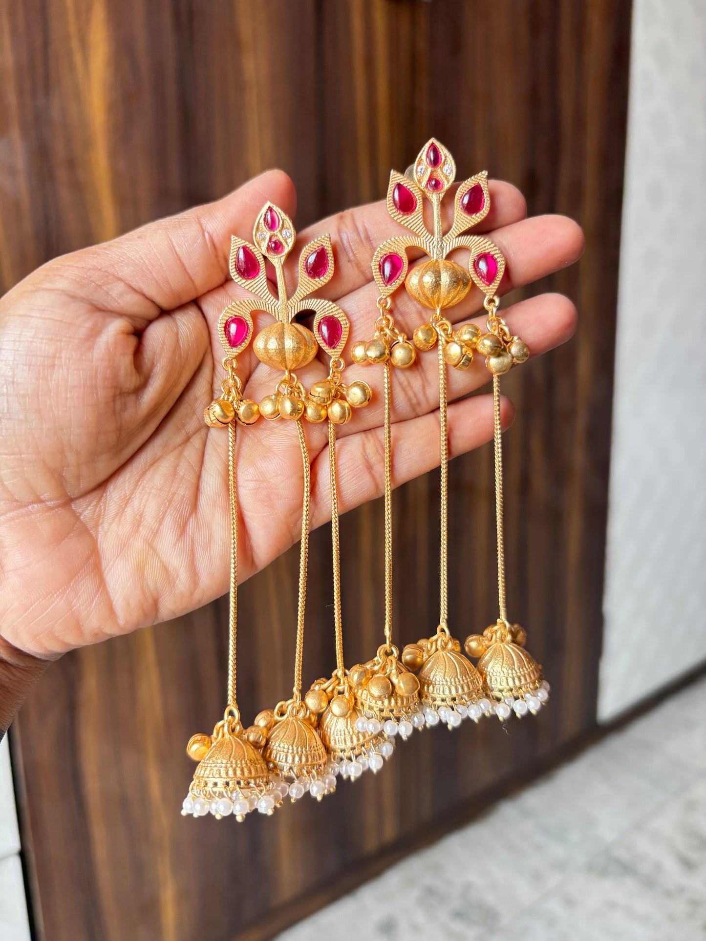 Red Jhumki Earring