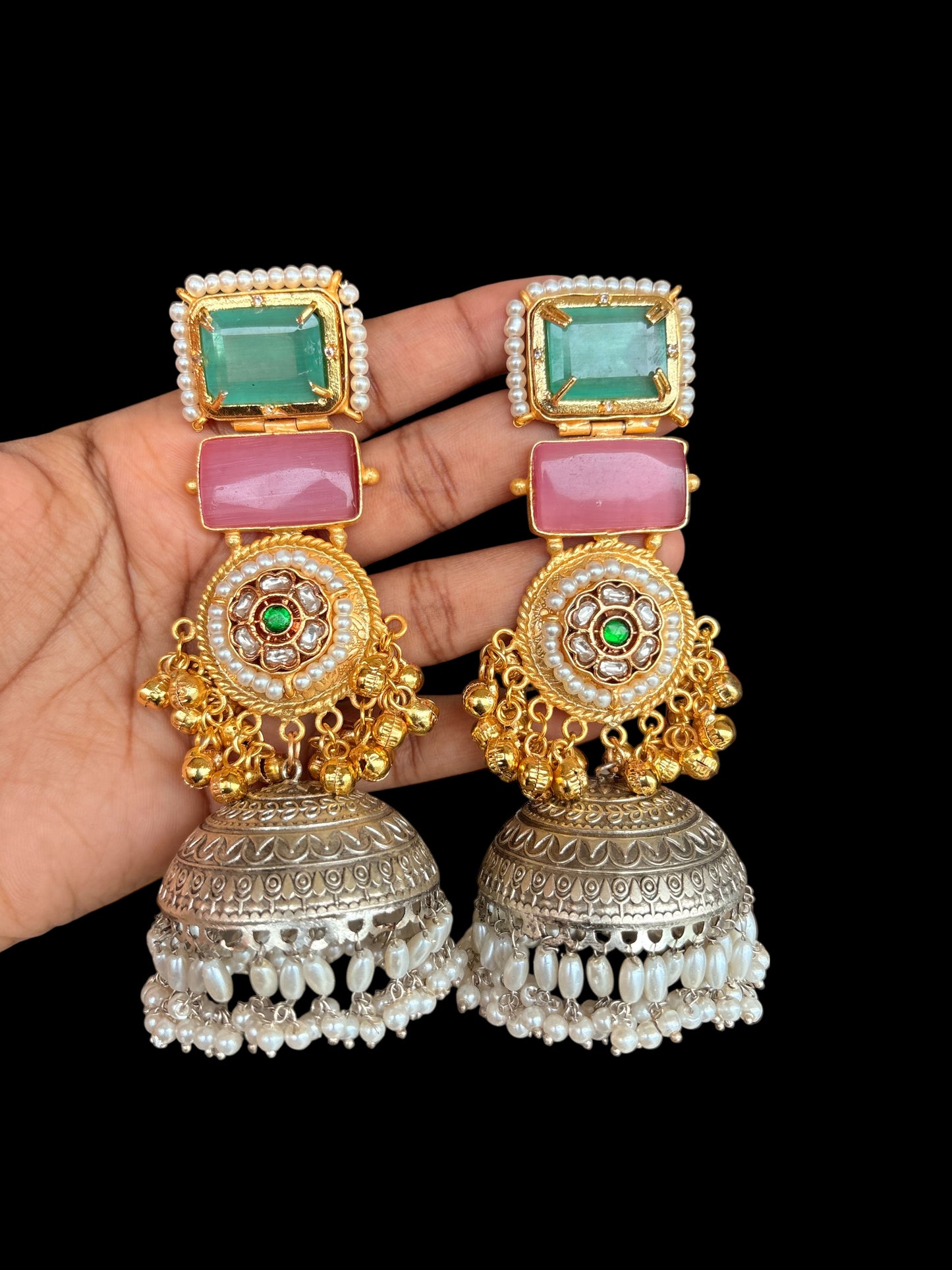 Venissa dual tone brass earrings