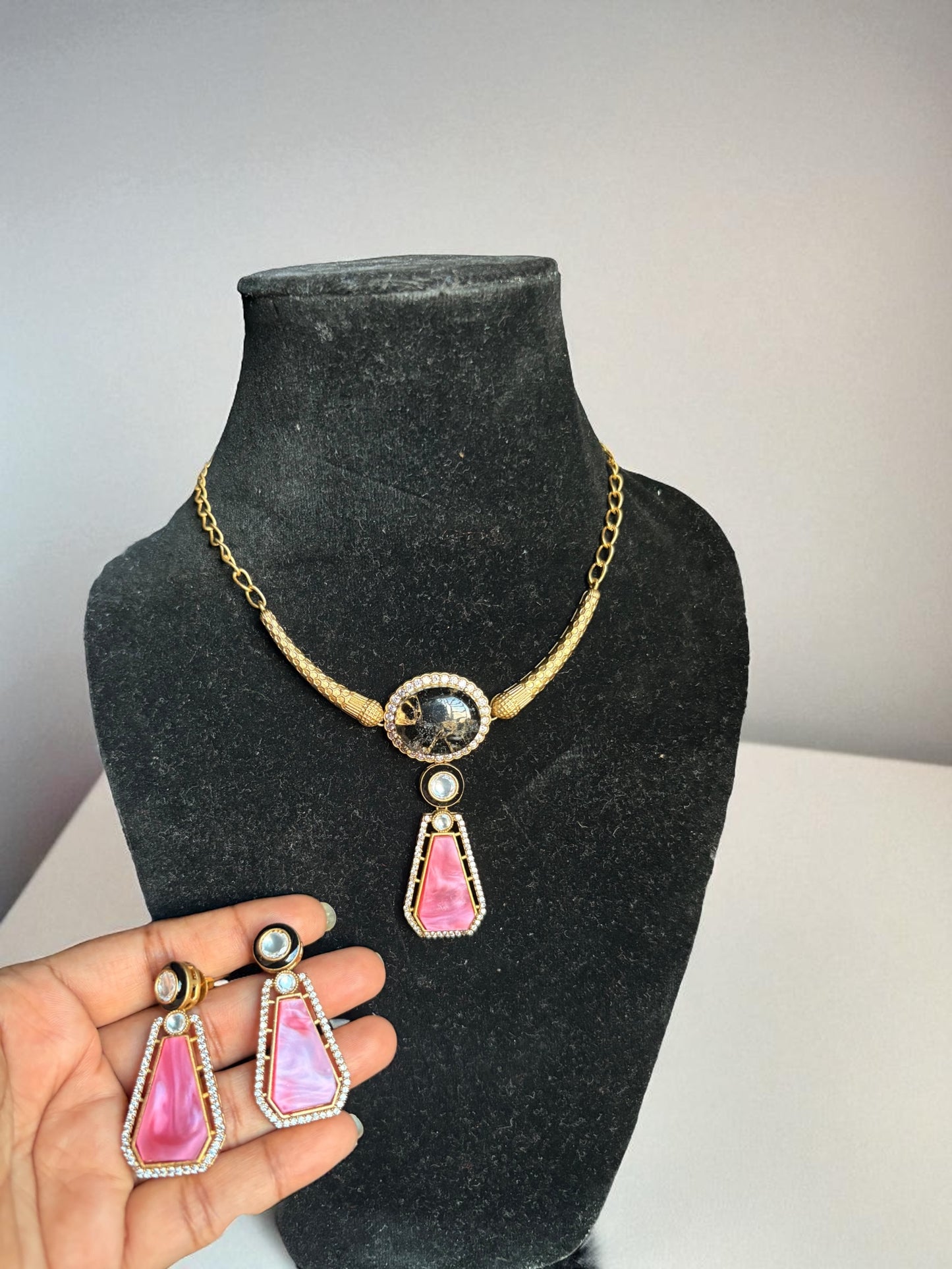 Unique Firestone Brass Necklace