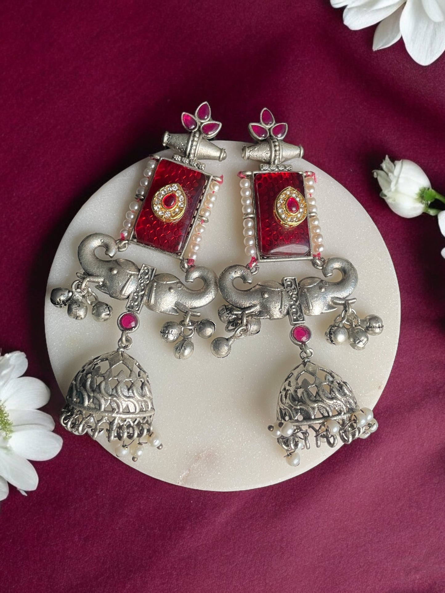 Tanvi Monalisa Silver Replica Earrings