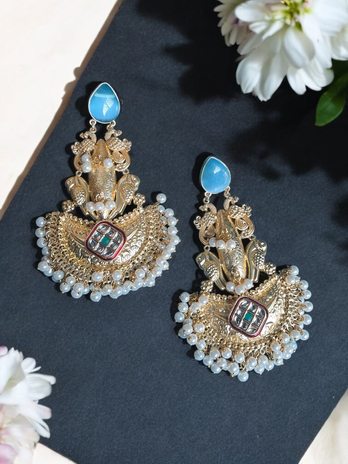 Palak Brass Monalisa Earrings