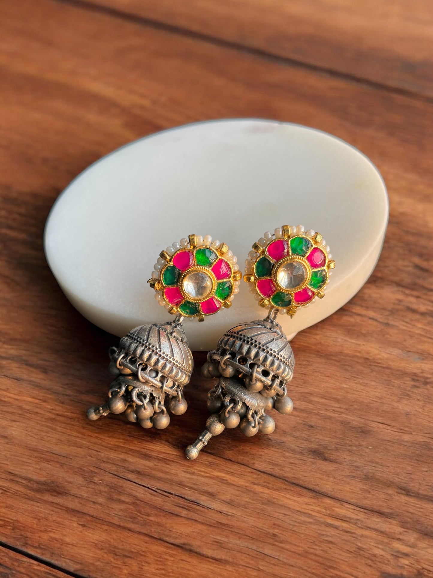 Tara Silver Pacchi Kundan Earrings