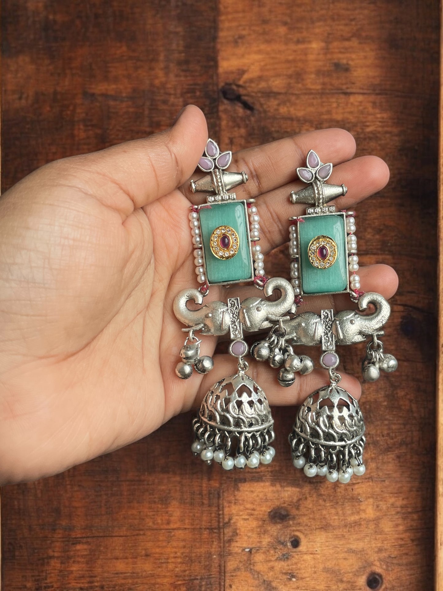 Tanvi Monalisa Silver Replica Earrings