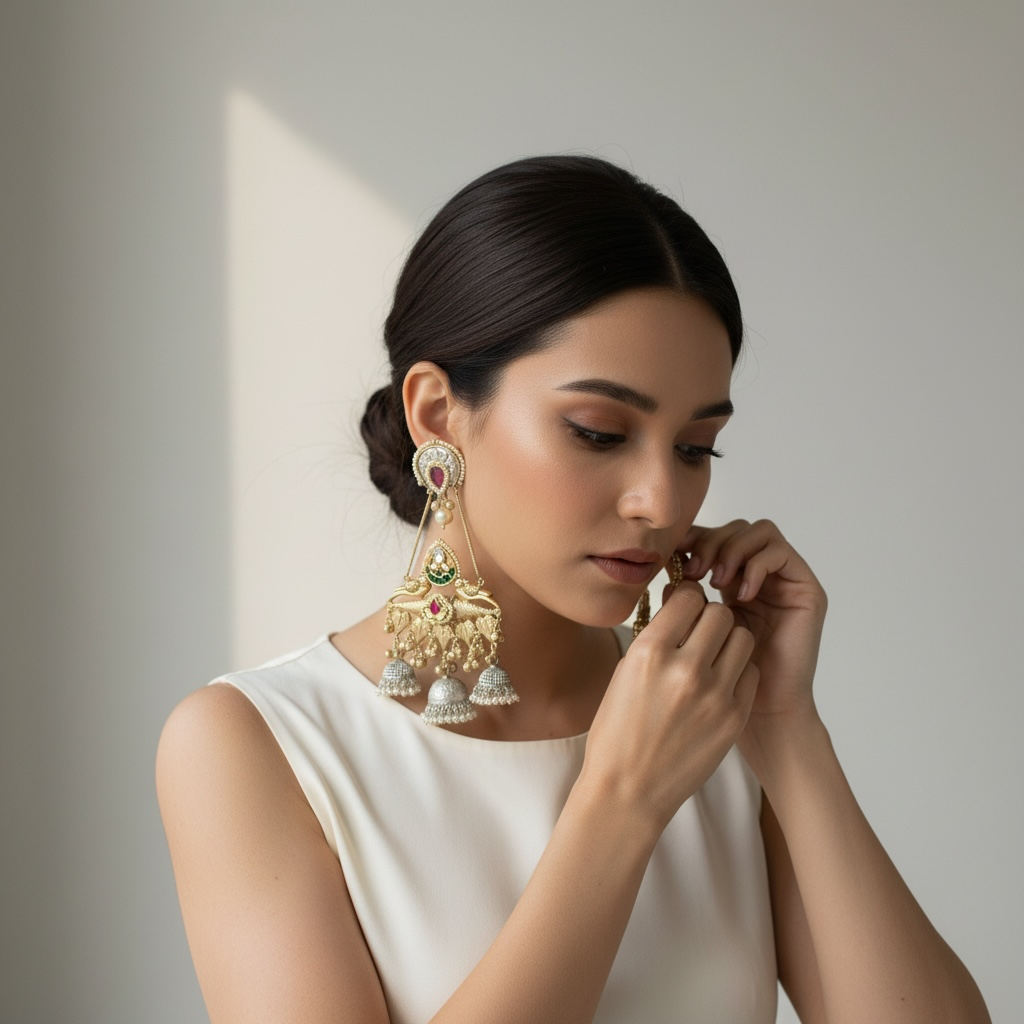 Vihara Royale Layered Jhumka Earrings