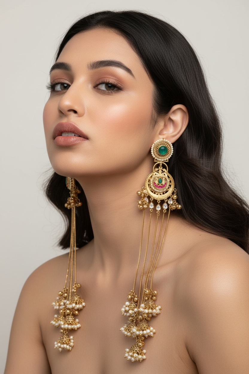Rajkumari Dublet Stone Cascade Earrings