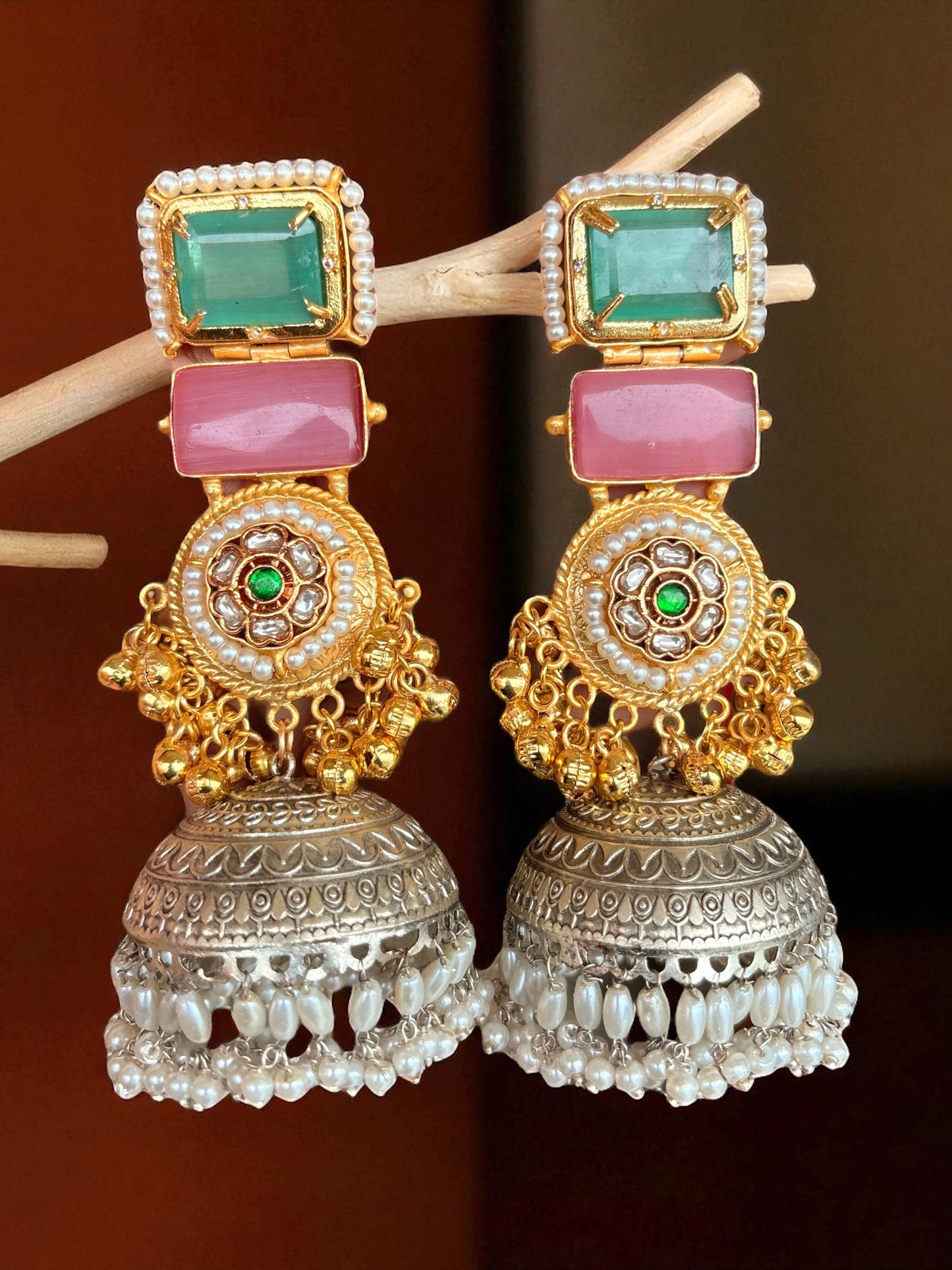 Venissa dual tone brass earrings