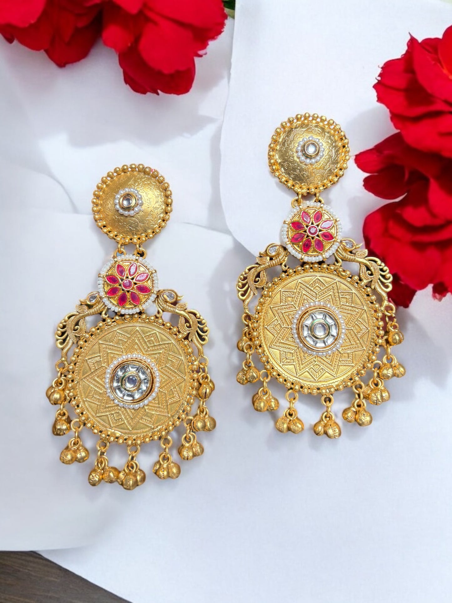 Vishakha Golden Brass Earrings