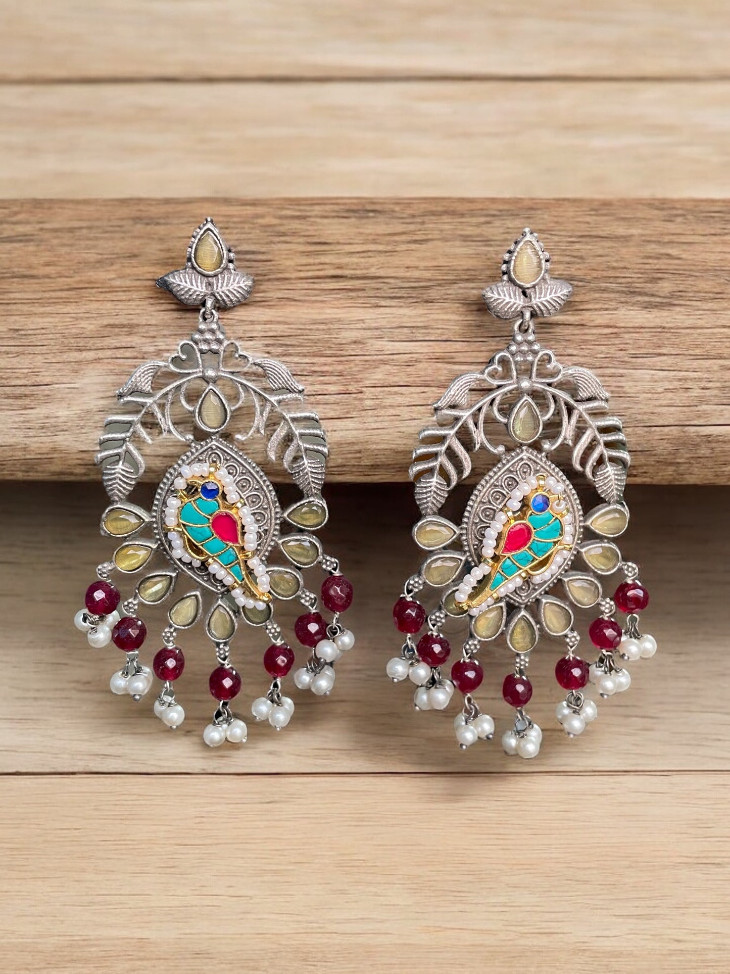 Richa Silver Pacchi Kundan Earrings