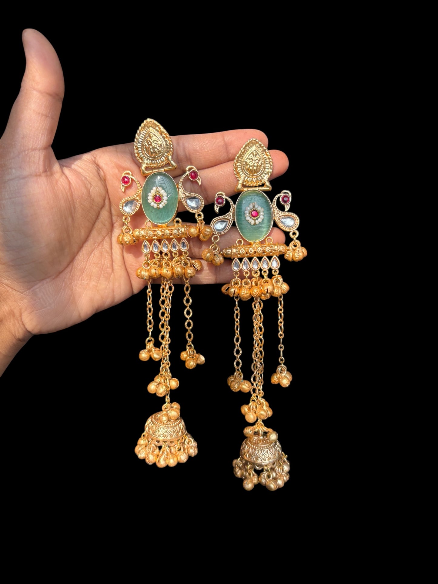 Vasudha Temple Layered Jhumka Earrings