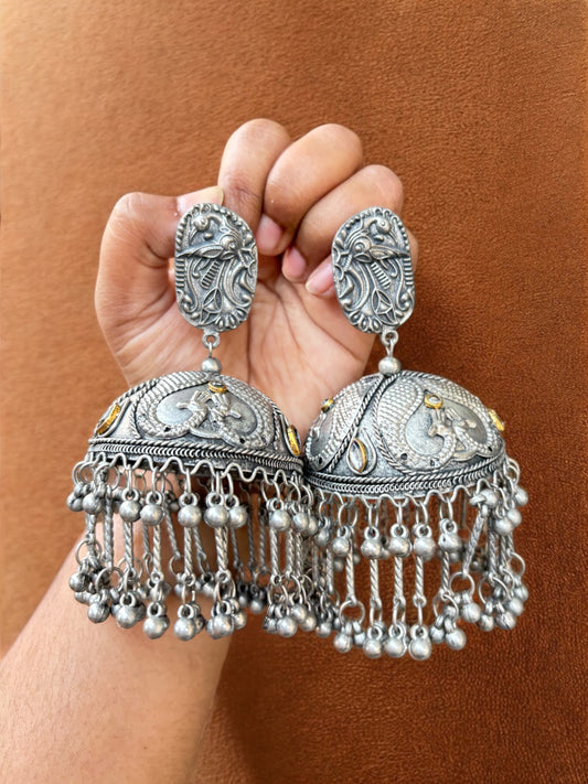 Disha Blackpolish Kundan Stone Jhumka