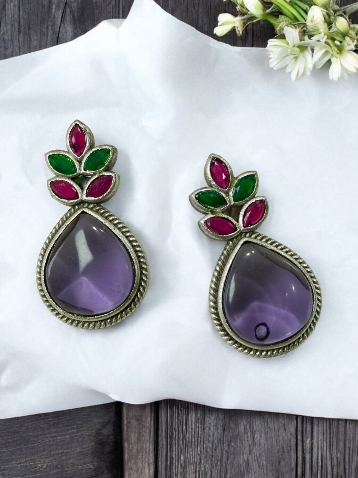 Ayesha Drop-Shaped Earring with Original Monalisa Stone