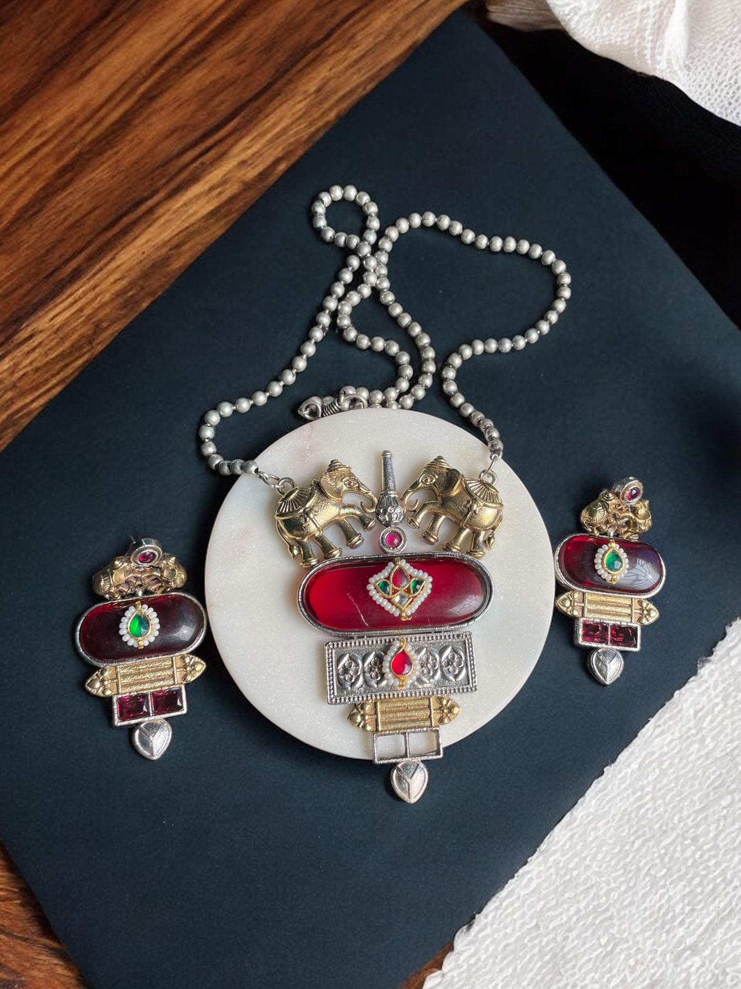 Gunjana Monalisa Pachi Kundan Necklace Set