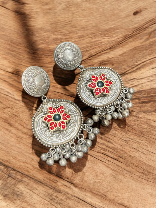 Gauri Silver Pacchi Kundan Earrings