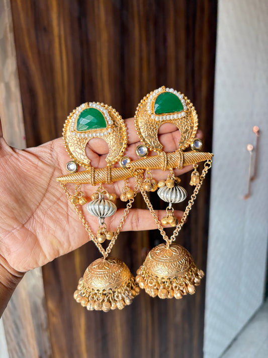 Green Ghungroo Earring