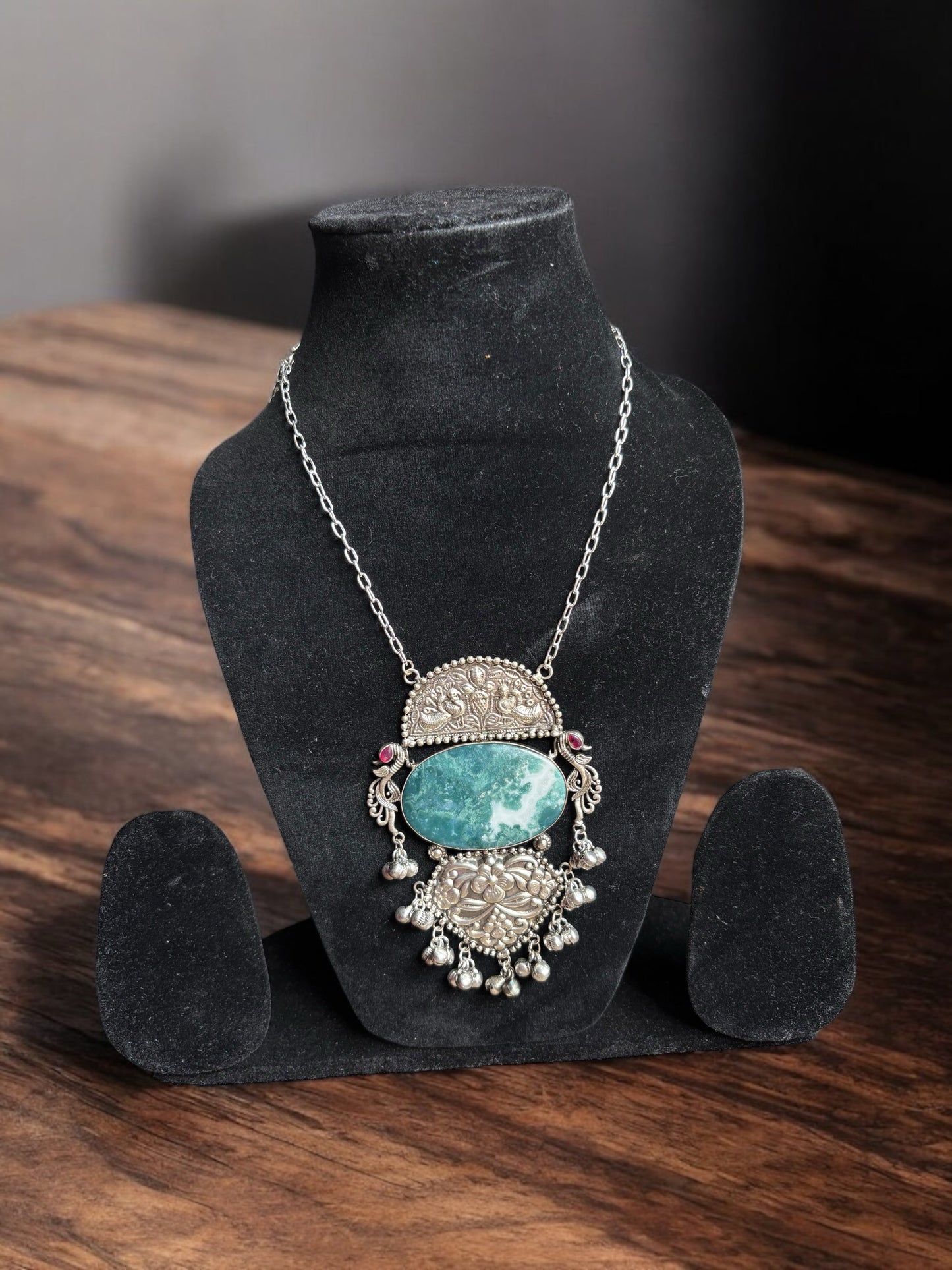 Dhiriti Brass Silver Monalisa Necklace