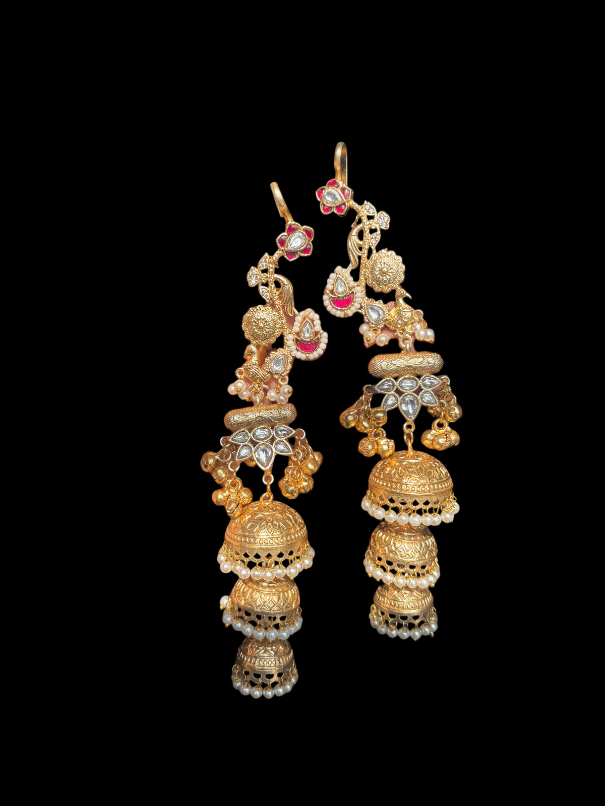 Rajwada Noor Triple Jhumka Earrings