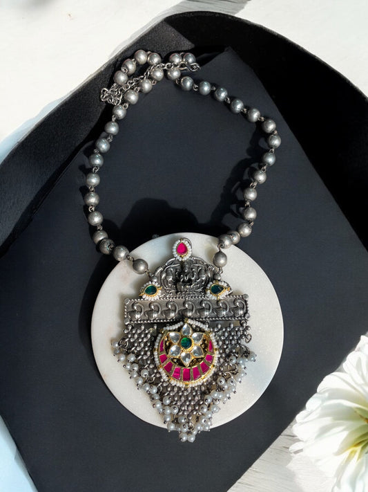 Brass Pachi Kundan Necklace Set