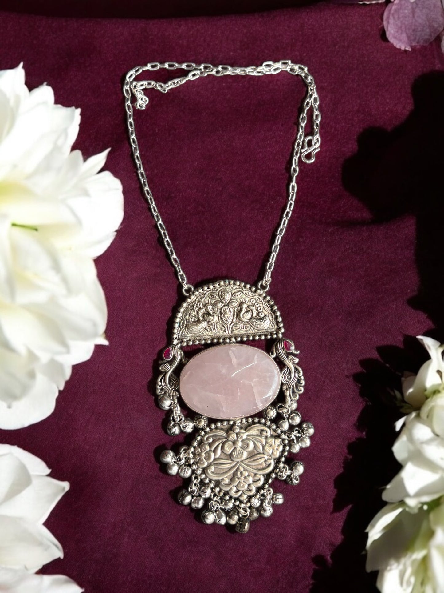 Dhiriti Brass Silver Monalisa Necklace