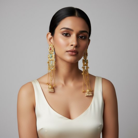 Mayura Rani Layered Jhumka Earrings
