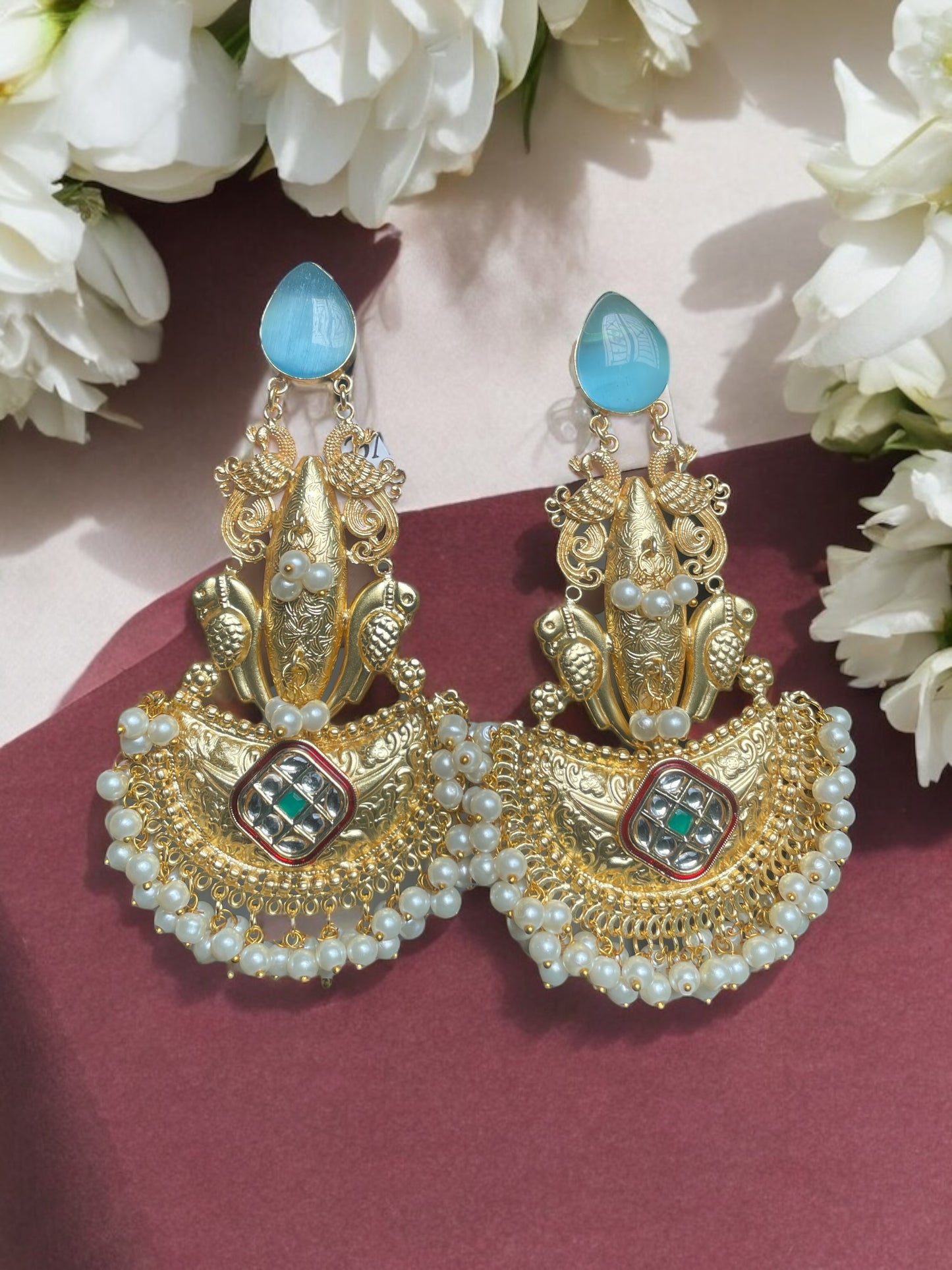 Palak Brass Monalisa Earrings