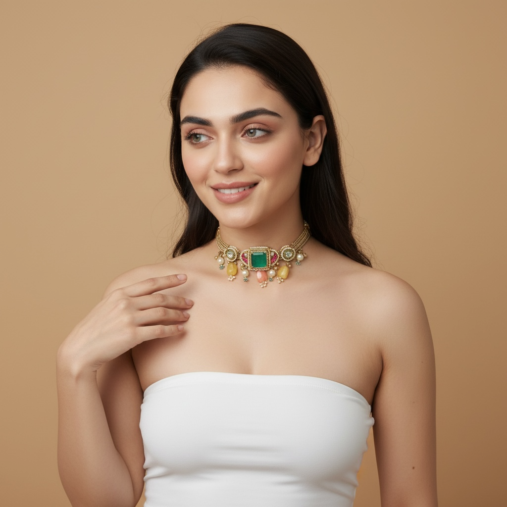 Aarunya Premium Doublet & Moissanite Necklace