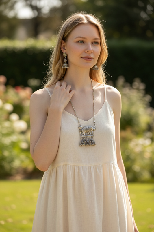 Gajraj Heritage Silver Necklace Set