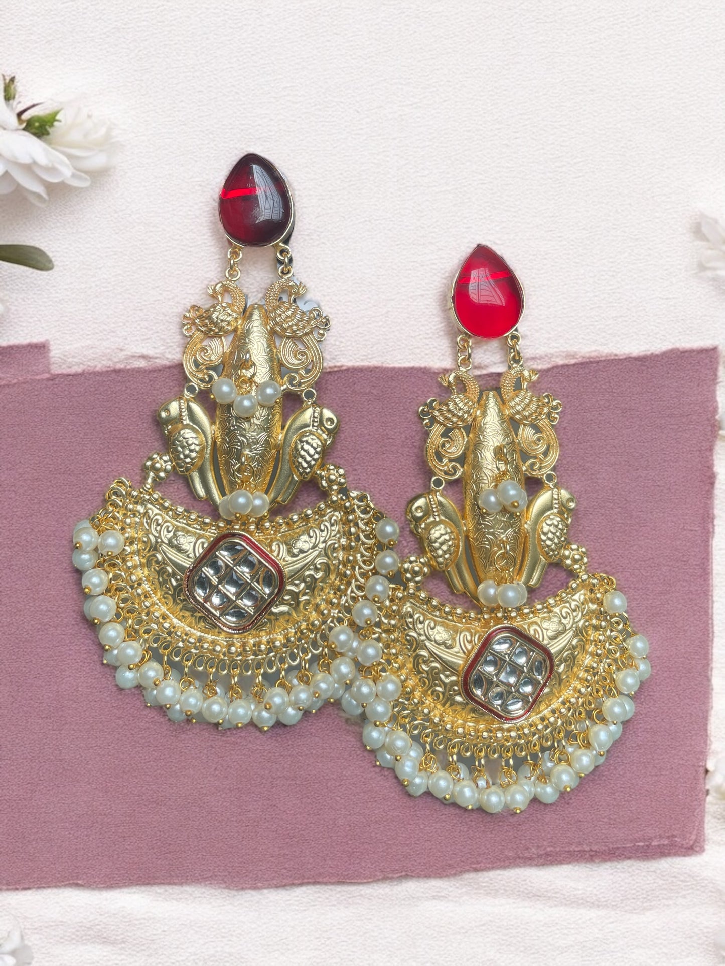 Palak Brass Monalisa Earrings