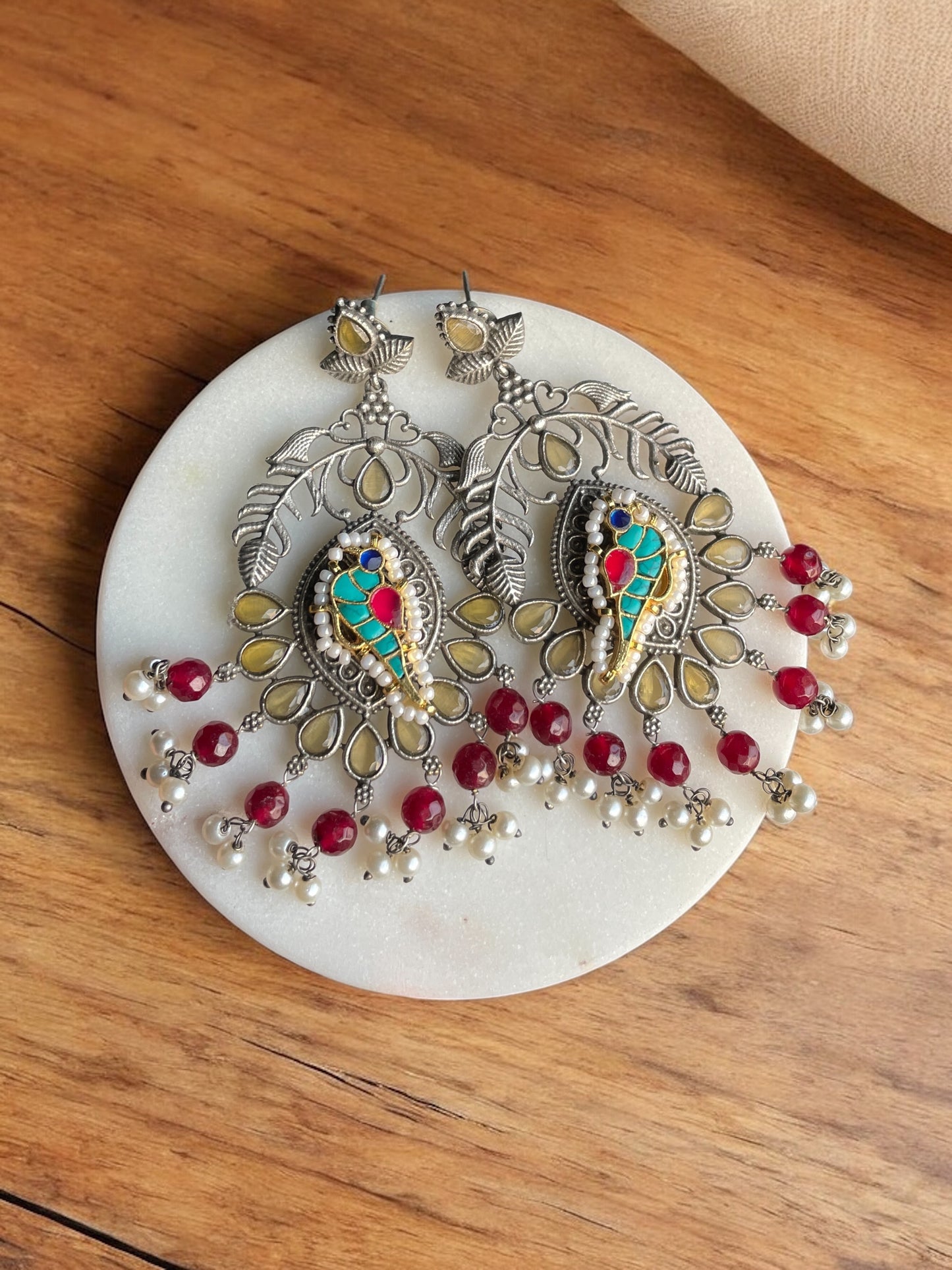 Richa Silver Pacchi Kundan Earrings