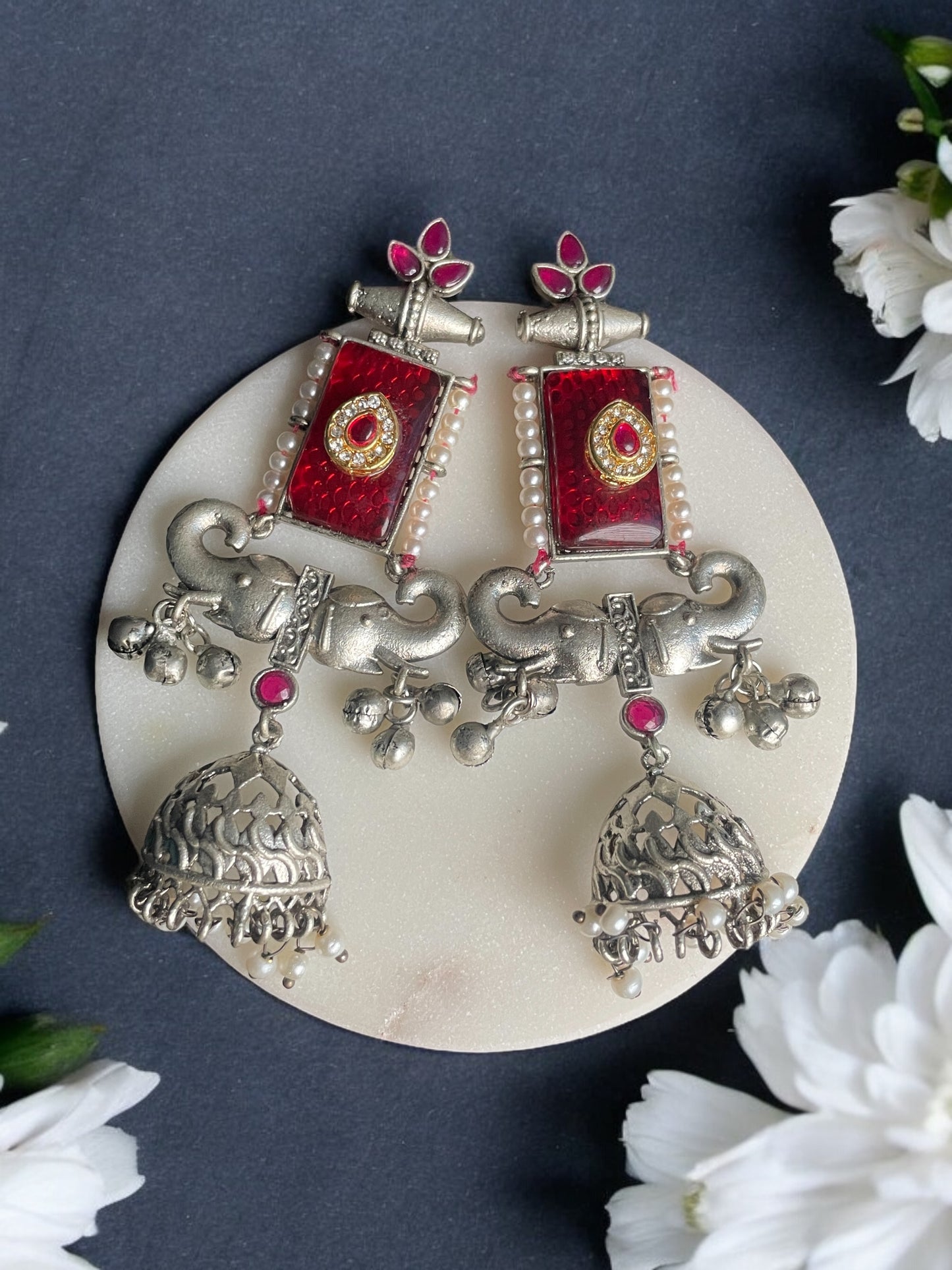 Tanvi Monalisa Silver Replica Earrings
