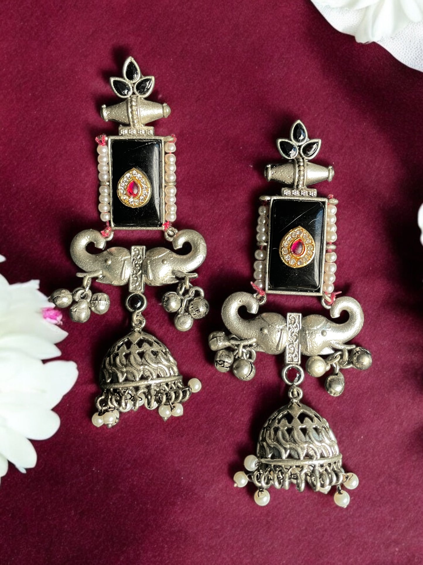 Tanvi Monalisa Silver Replica Earrings