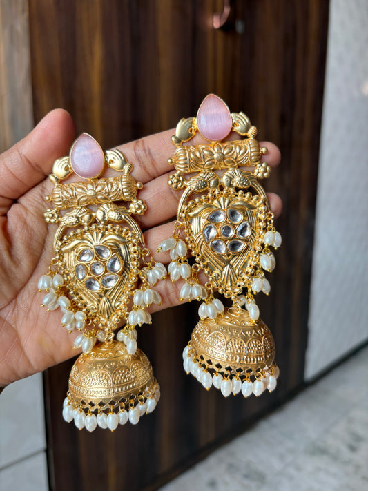 Pink Kundan Earring