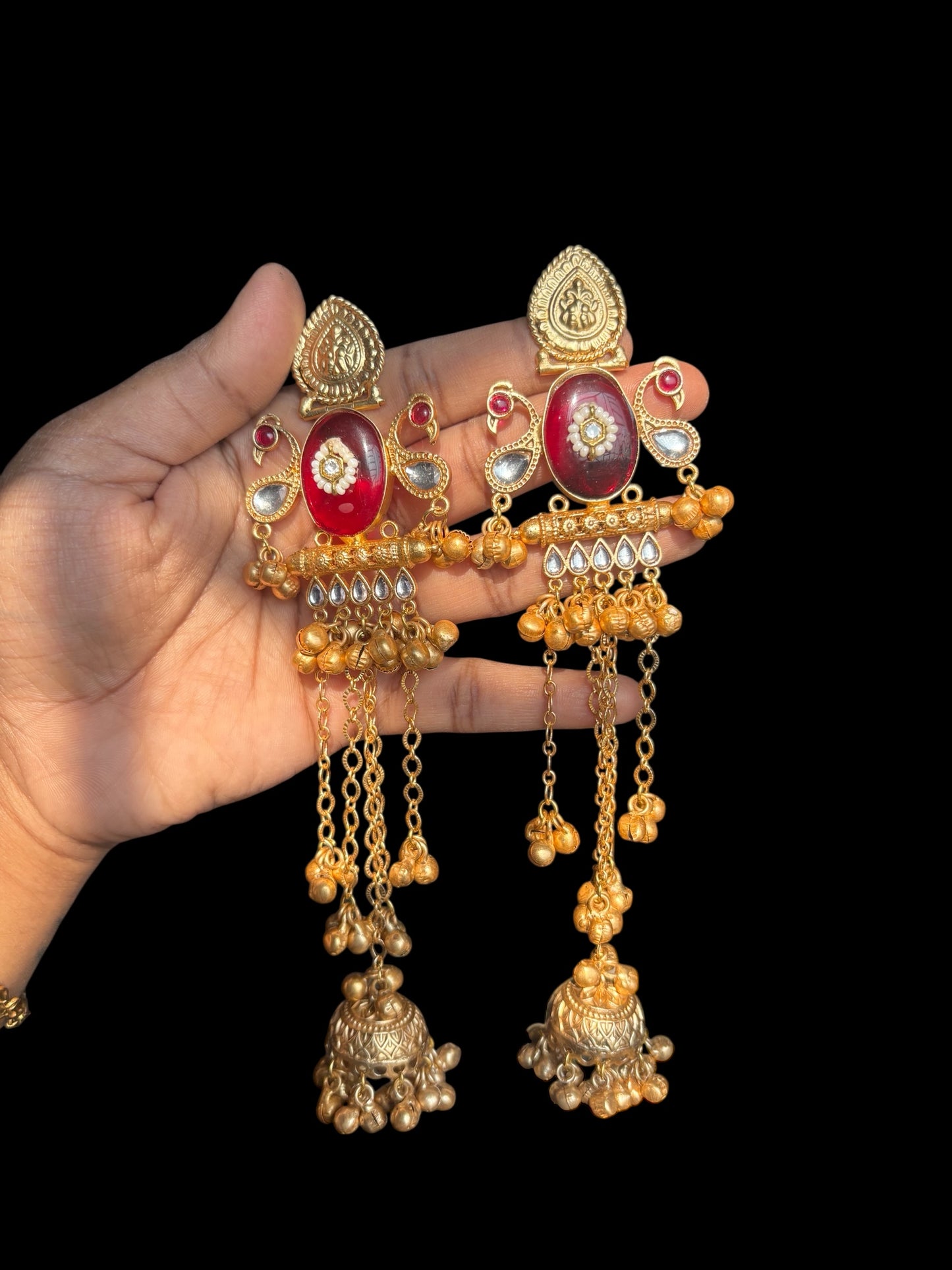 Vasudha Temple Layered Jhumka Earrings