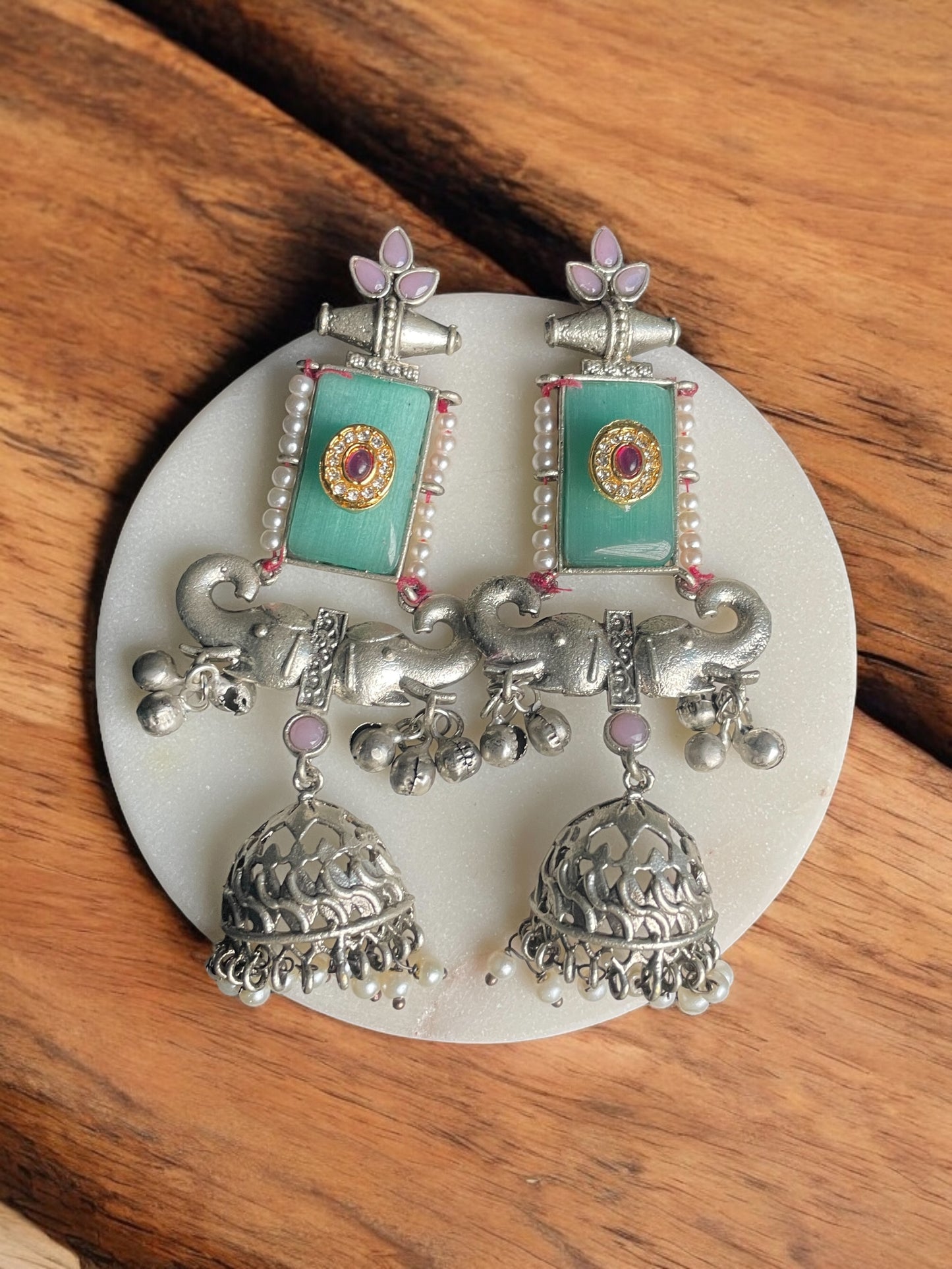 Tanvi Monalisa Silver Replica Earrings