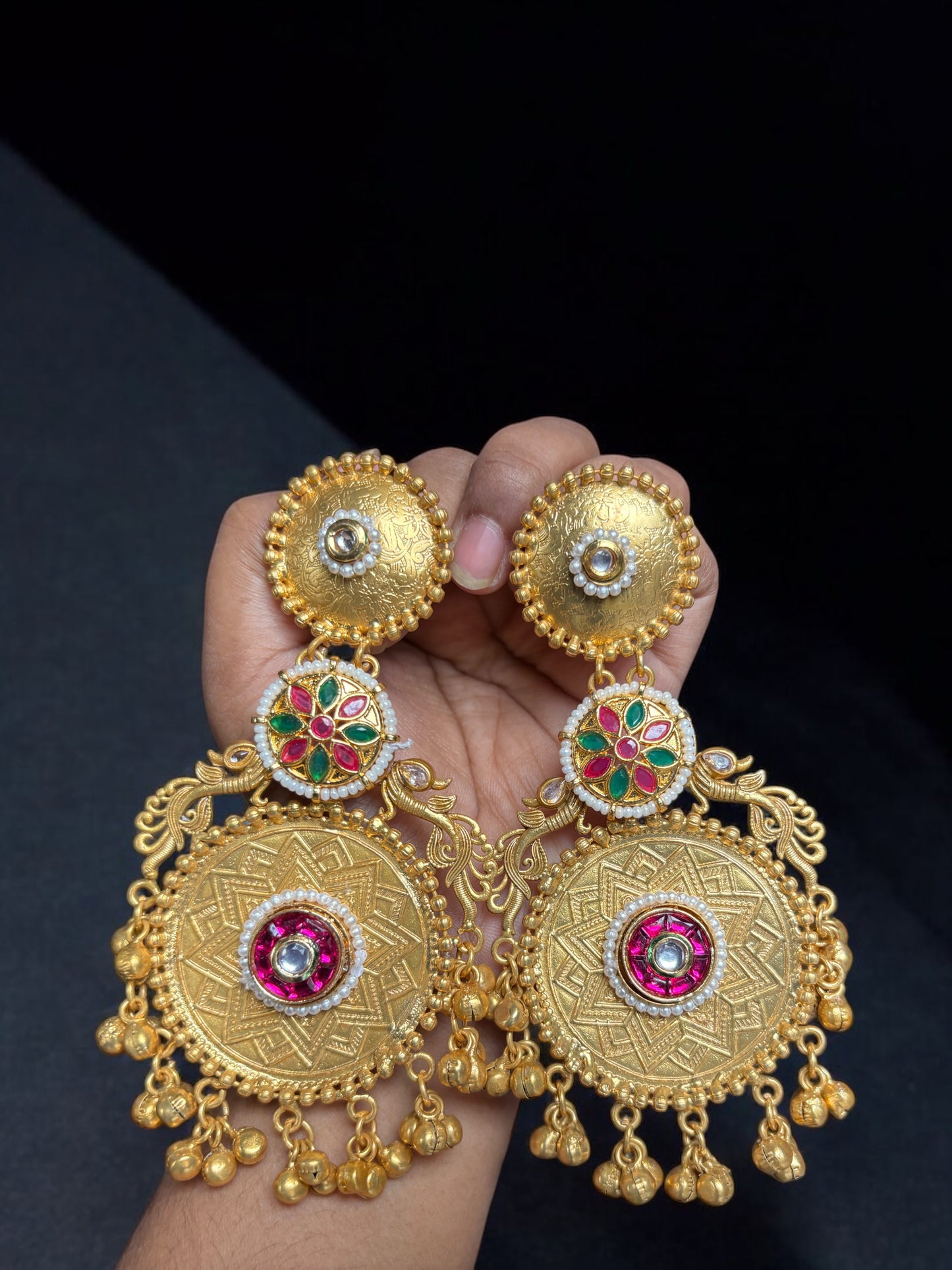 Vishakha Golden Brass Earrings