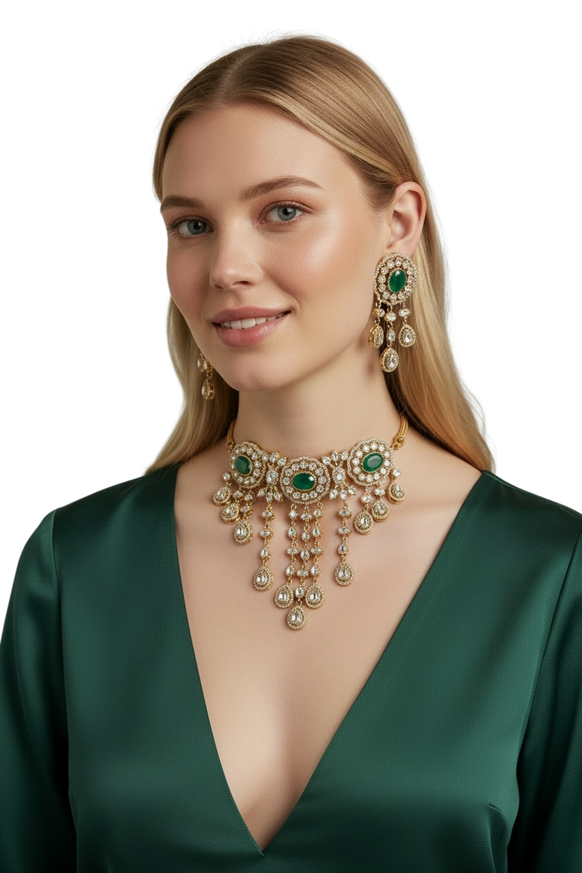 Emerald Royale Kundan Choker Set