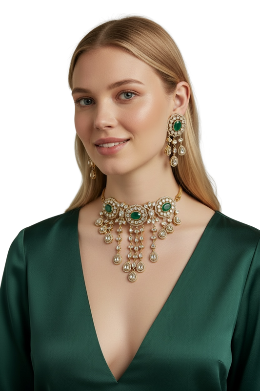 Emerald Royale Kundan Choker Set