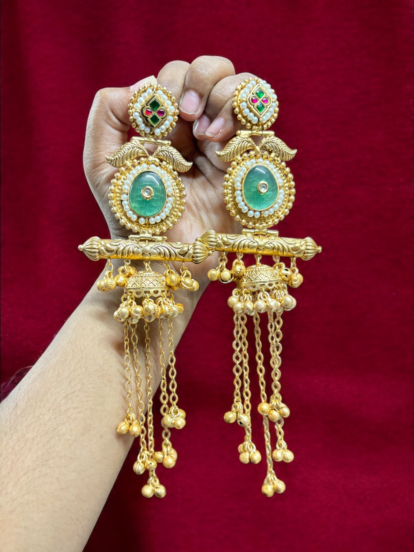 Azma Golden Brass Kashmiri Jhumka