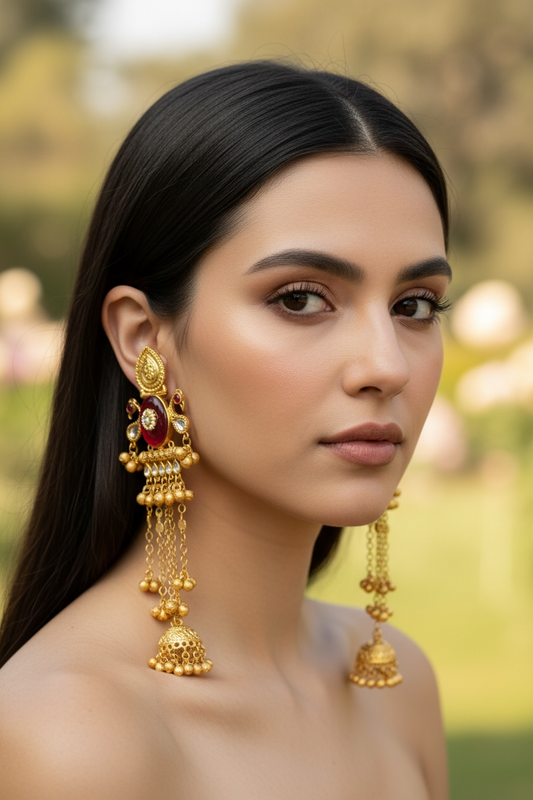 Vasudha Temple Layered Jhumka Earrings