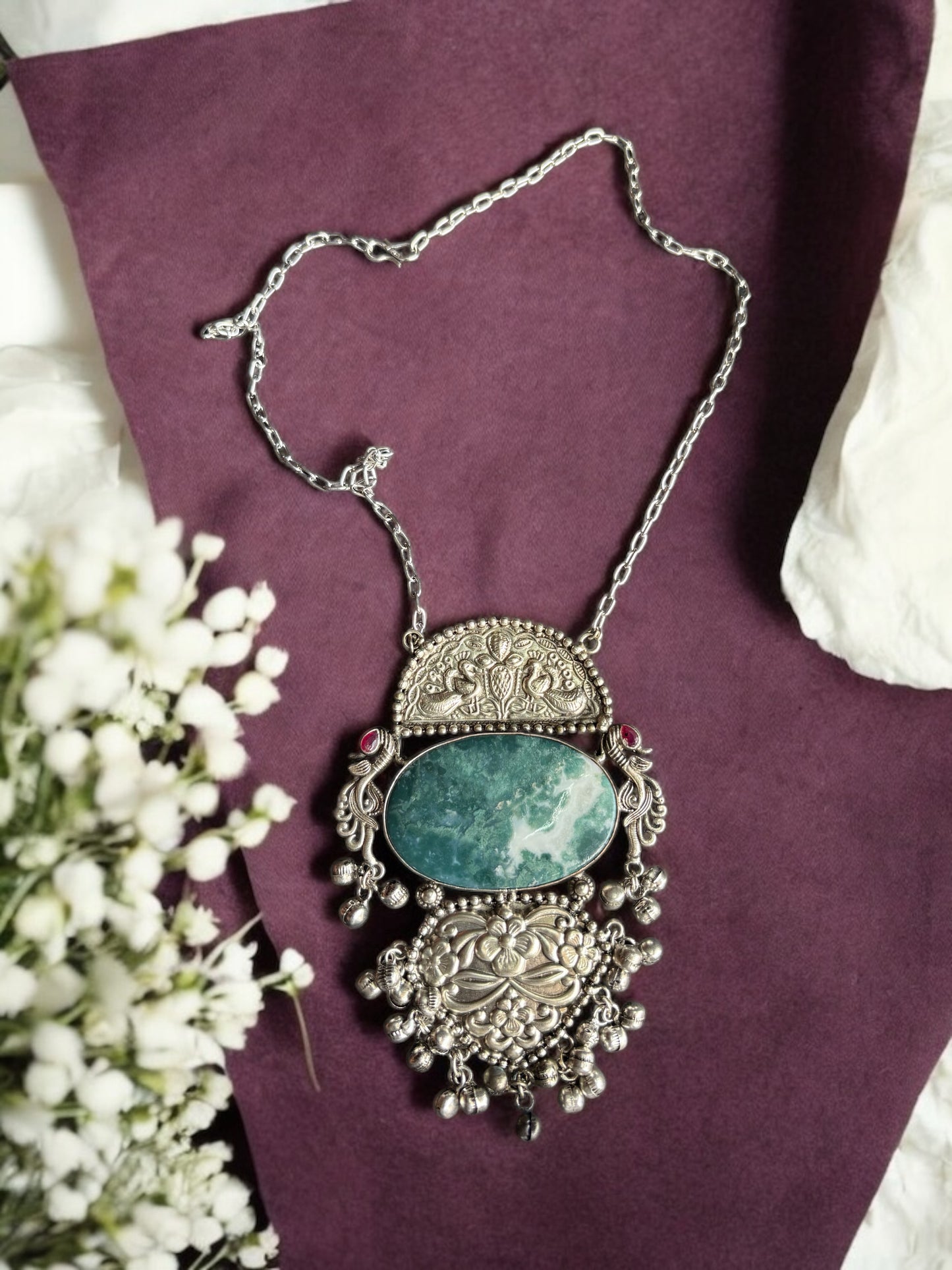 Dhiriti Brass Silver Monalisa Necklace