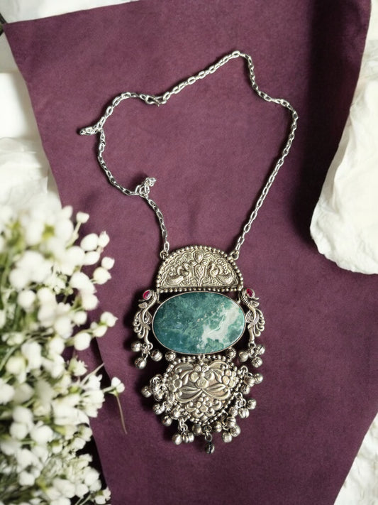 Dhiriti Brass Silver Monalisa Necklace