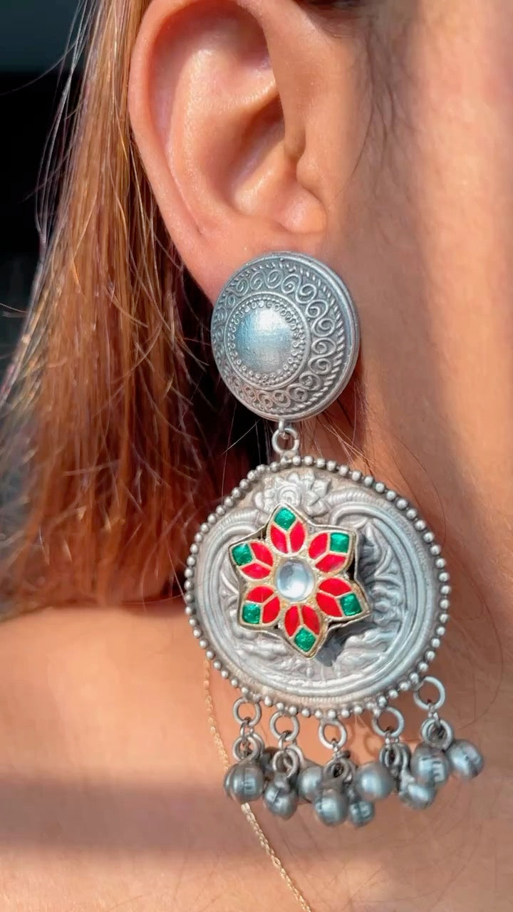 Gauri Silver Pacchi Kundan Earrings